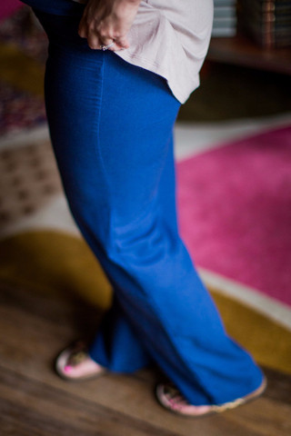 Linen Maternity Pants in Navy